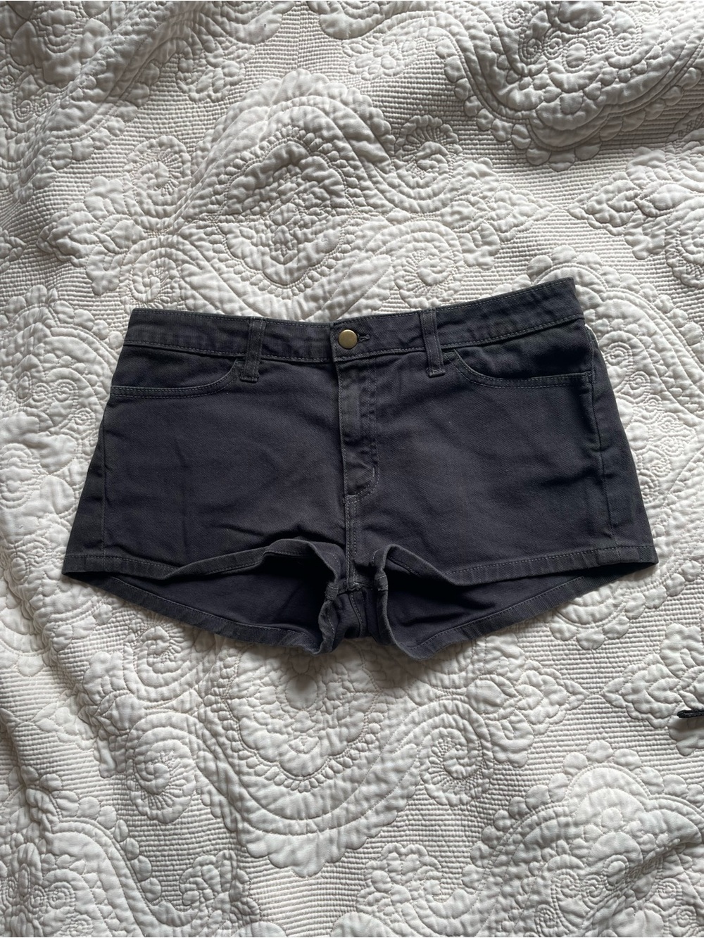 American Apparel Micro black denim shorts
